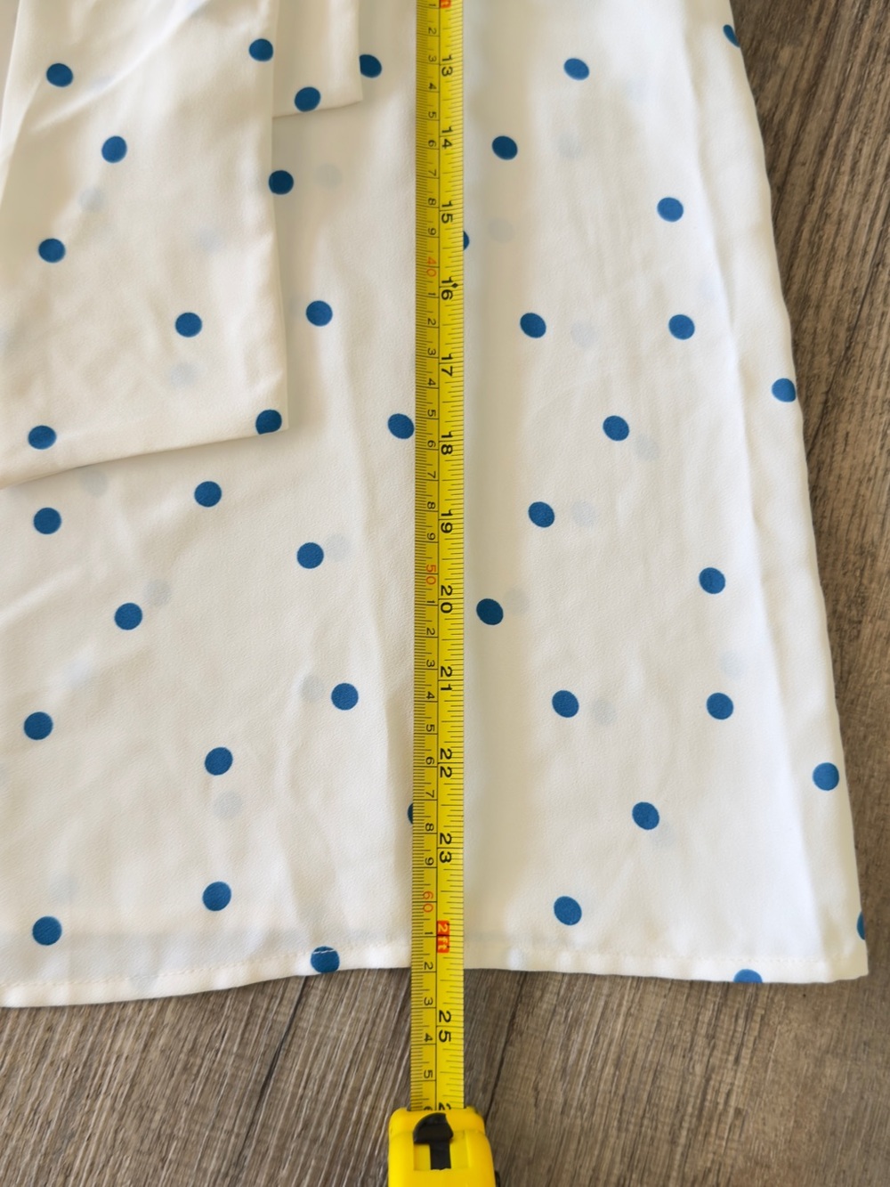 Ann Taylor Cream Sleeveless Polka Dot Tie-Neck Blouse with Blue Dots - Picture 6 of 6